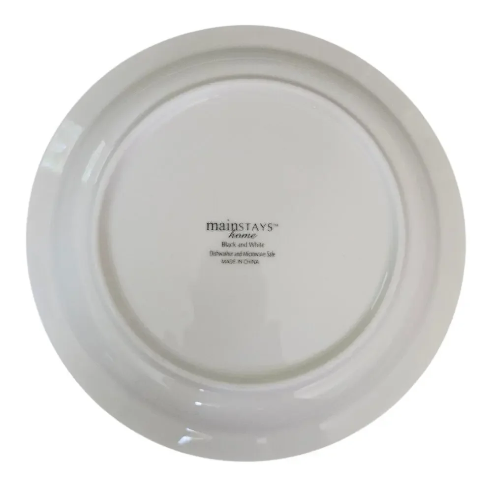 Mainstays Home Black & White Side Plates Set of 4 Round Stoneware Dinnerware